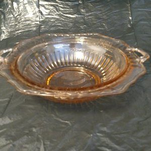 Large antique pink depression glass serving bowl